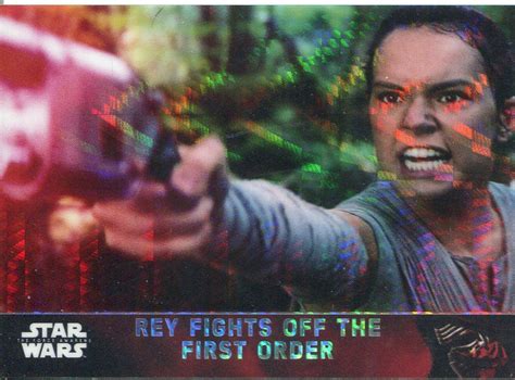 Star Wars Force Awakens Chrome Prism Refractor Base Card 64 Rey Fights