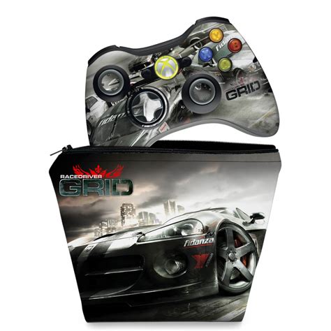 KIT Capa Case E Skin Xbox 360 Controle Race Driver Grid Pop Arte Skins