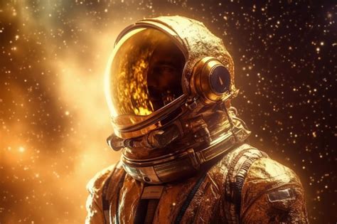 Premium AI Image | Golden glow of an astronaut in space