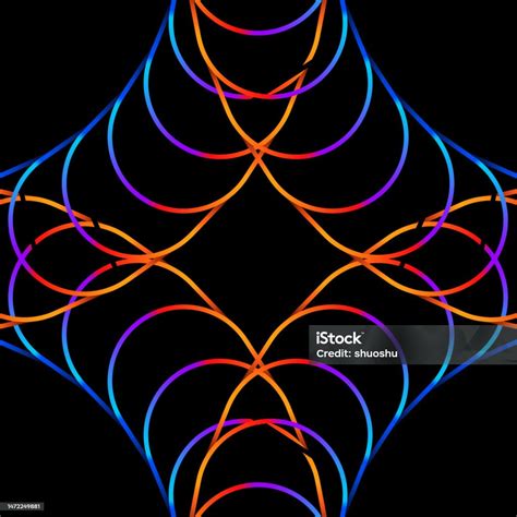 Abstract Neon Radial Circle Line Stripe Gradient Design Pattern Stock