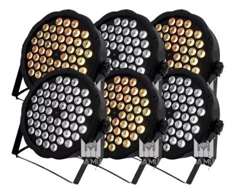 6 Canhao Refletor Led Par 64 Rgb 54 Leds 3w Dmx Dj Triled Escorrega O