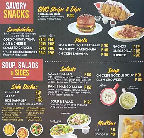 Menu At Kenny Rogers Roasters Fast Food Manila G F