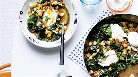 Chickpeas And Chard With Poached Eggs Recipe Epicurious