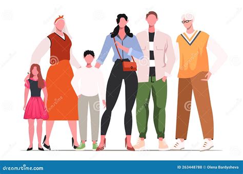 Vignetta Vettoriale Piatta Di Una Grande Famiglia Felice Illustrazione