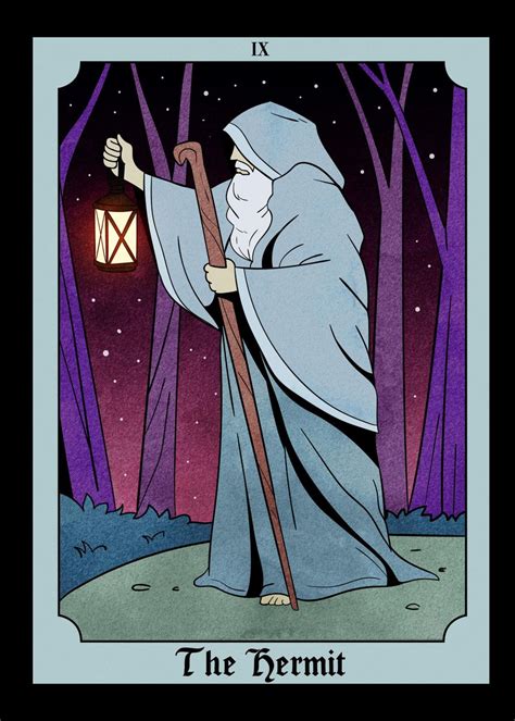 Hermit Tarot Card Lantern Poster Picture Metal Print Paint By