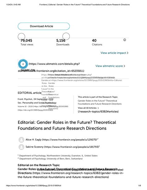 Gender Roles In The Future View Article Impact Share On Editorial Article Front Psychol 04