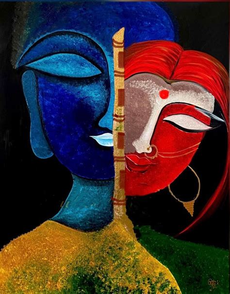 Lord Krishna And Radha Modern Paintings