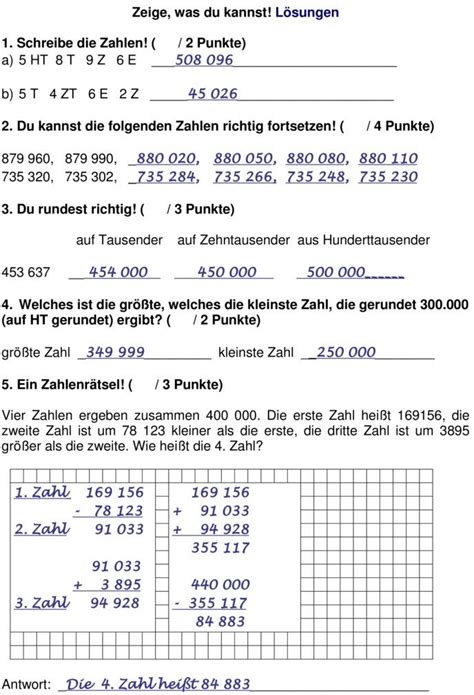 Klassenarbeit Zu Zahlenraum Bis Nachhilfe Mathe Lernen Tipps