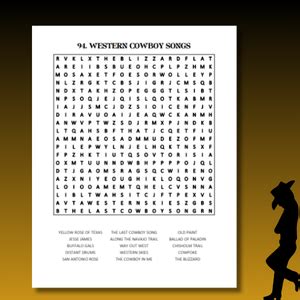 Classic Cowboy Western Word Search Western Large Print Word Find