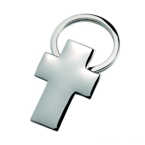 Chrome Cross Keyring - Engraving Services