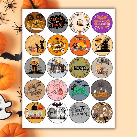 2 Inch Round Halloween Stickers Templates And Printables