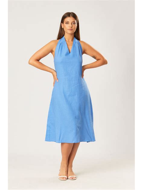 Quiosque Sukienka Codzienna Naked Back Dress Test Niebieski Regular Fit