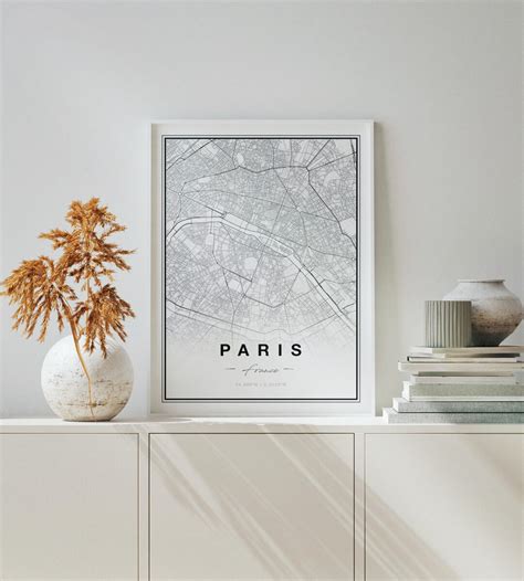 Paris Map Print, Printable Map of Paris, City Map Art, Paris Print ...