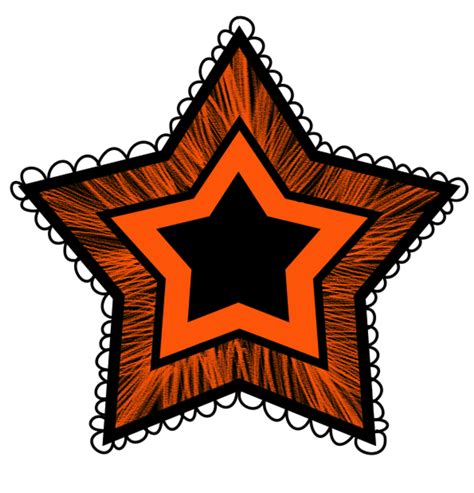 Hand Drawn Orange And Black Star Wall Art