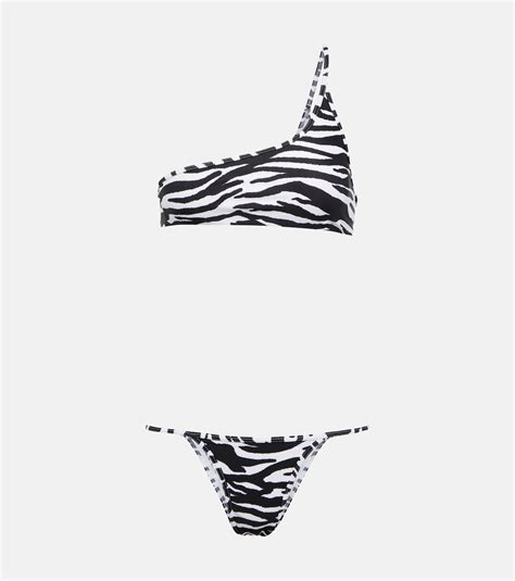 Printed One Shoulder Bikini In Multicoloured The Attico Mytheresa