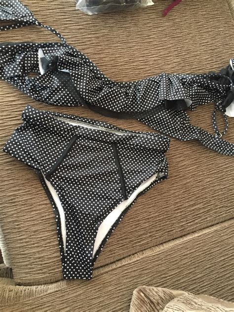 Free Shipping Vintage Ruffled High Waist Bikini Female Swimsuit Women Swimwear Two Pieces