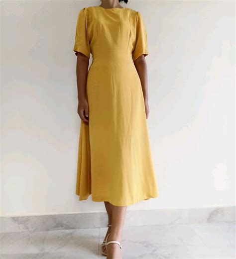 Women Dresses Nude Yellow Korean Thrifted Dress Freeup