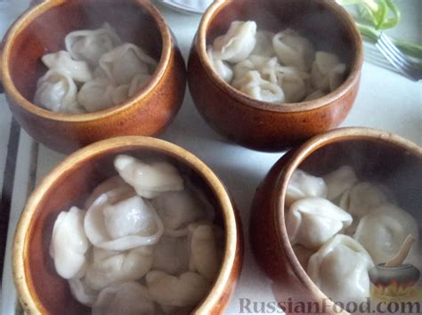 Рецепт: Пельмени, томленные в горшочке по-кургански на RussianFood.com