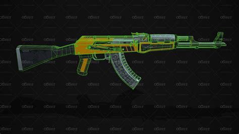 Ak 47 喷油器战斗步枪 卡宾枪 突击步枪 Ak47半自动步枪 Csgo枪皮肤 吃鸡绝地求生 武器涂装 枪涂装 游戏武器 3d模型下载 武器