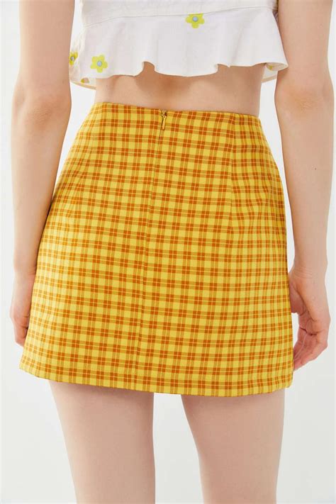 Urban Outfitters Uo Gretchen Plaid Pelmet Mini Skirt In Yellow Lyst