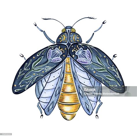 Folk Beetle With Wings Stock Illustration - Download Image Now ...