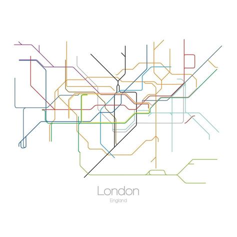 Modern line art interpretation of a city subway map. Each map is hand ...