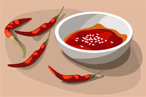 Illustration Of A Hot Chili Pepper Sauce Asian Hot Sauce With Sesame On A Neutral Background