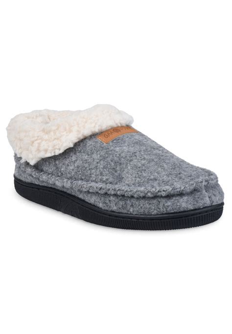 Faux Wool Mocassin Slipper With Collar Grey Ellos