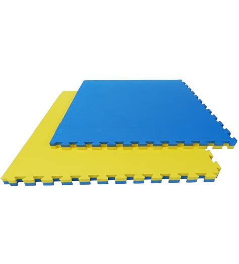 Tapis Puzzle Emboîtable Réversible Jaune Bleu 2 cm Tatami Store