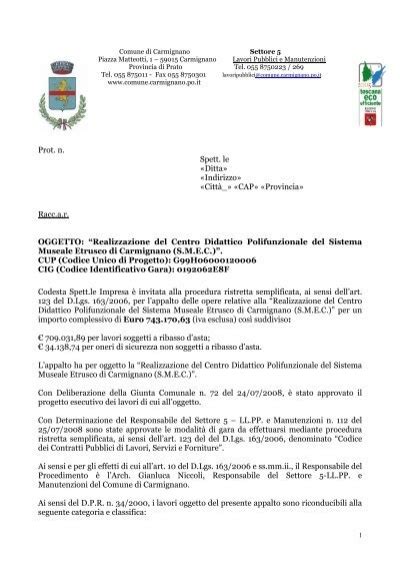 Gara Ristretta Con Lettera D Invito Per Lavori Di Realizzazione Del