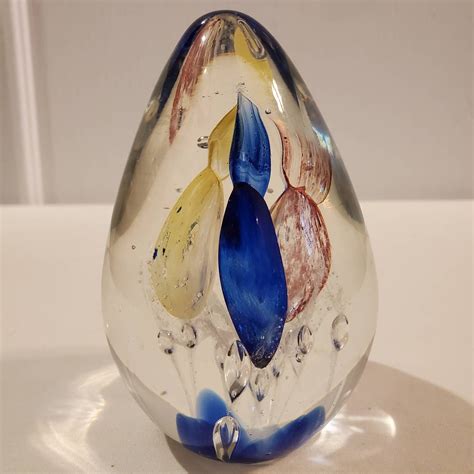 Clear Glass Egg Shaped Paperweight Art Glass With Controlled Etsy