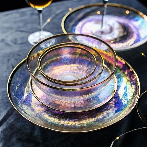 Iridescent Gold Dinnerware Tableware Kami Noir Gold Dinnerware