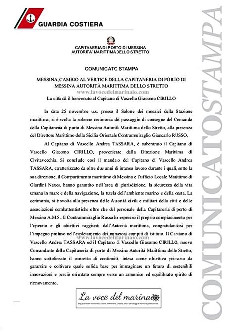 Cambio Al Vertice Della Capitaneria Di Porto Di Messina La Voce Del