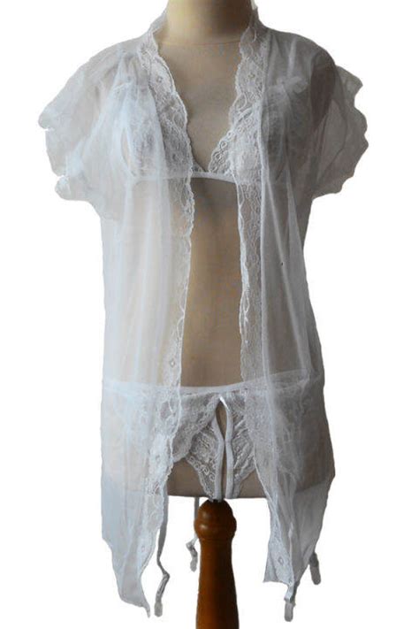 Jakarta Lingerie Jld Fullset In Kimono Open Crotch Sexy White Net Stocking Lazada Indonesia