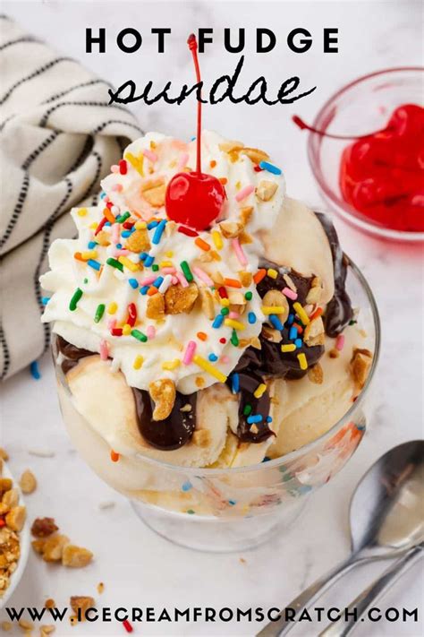 A Classic Hot Fudge Sundae Made With Creamy Vanilla Ice Cream And Warm Gooey Fudge Sauce