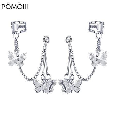 Koupit 1 Pair Fashion Butterfly Clip Earrings Ear Hook Stainless Steel