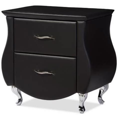 Bowery Hill Drawer Faux Leather Nightstand In Black Fred Meyer