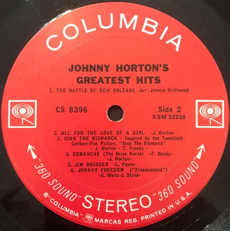 Buy Johnny Horton : Johnny Horton's Greatest Hits (LP, Album, Comp, RP ...