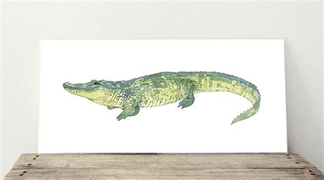 Alligator Watercolor Painting Print Alligators Art Watercolor