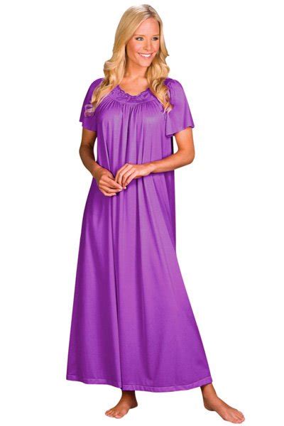 Shadowline Lingerie By Velrose Long Flutter Sleeve Nightgown