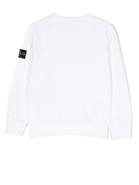 Stone Island Junior Logo Patch Long Sleeve Sweatshirt White Farfetch Pl