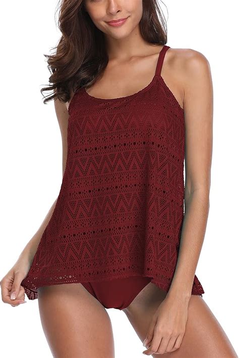 Flyily Women S Tankini Swimwear Sets Bikini High Waist Pieces Swimsuit Swimming Costume Plus