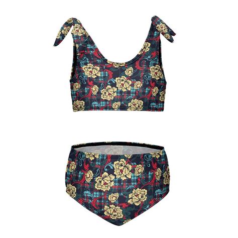 Baroque Ornament Girl S 2 Piece Bikini Set Beach Sport Swimsuit Swimwear 10 12Y150cm Walmart
