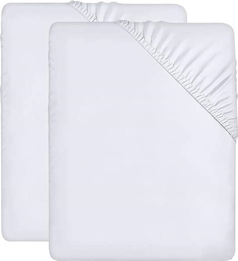 Utopia Bedding Lot De 2 Drap Housse Blanc 150 X 200 Cm Bonnets 35