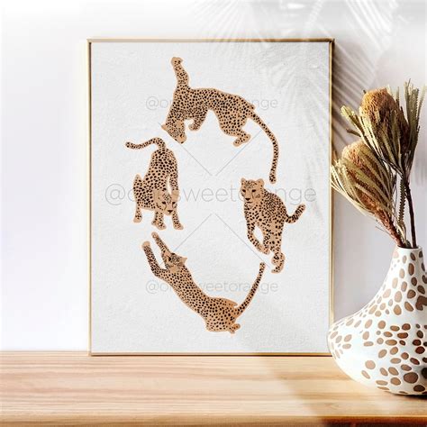 Cheetahs Minimalist Leopard Art Line Art Poster Print Line Art Modern