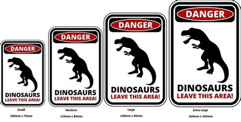 Funny Warning Sign Danger Dinosaurs Sticker Self Adhe Gem