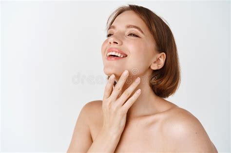 Skin Care Beauty Smiling Natural Woman With Naked Shoulders And Healthy Clean And Fresh Skin