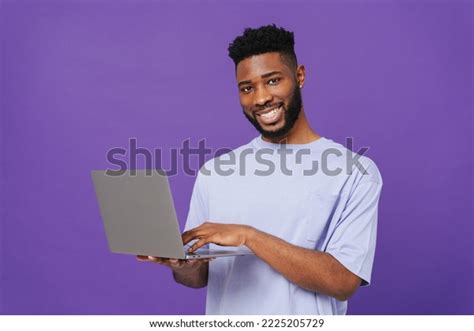 Happy Bearded African American Man Smiling Foto Stock 2225205729