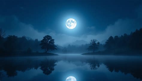 Free Moonlit Misty Lake Image Moon Lake Reflection Download At