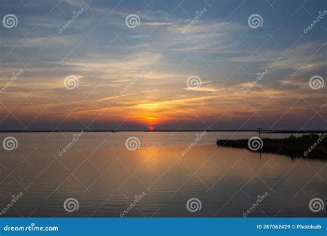Almost Sunset Over the Sound in Duck, North Carolina Stock Image ...